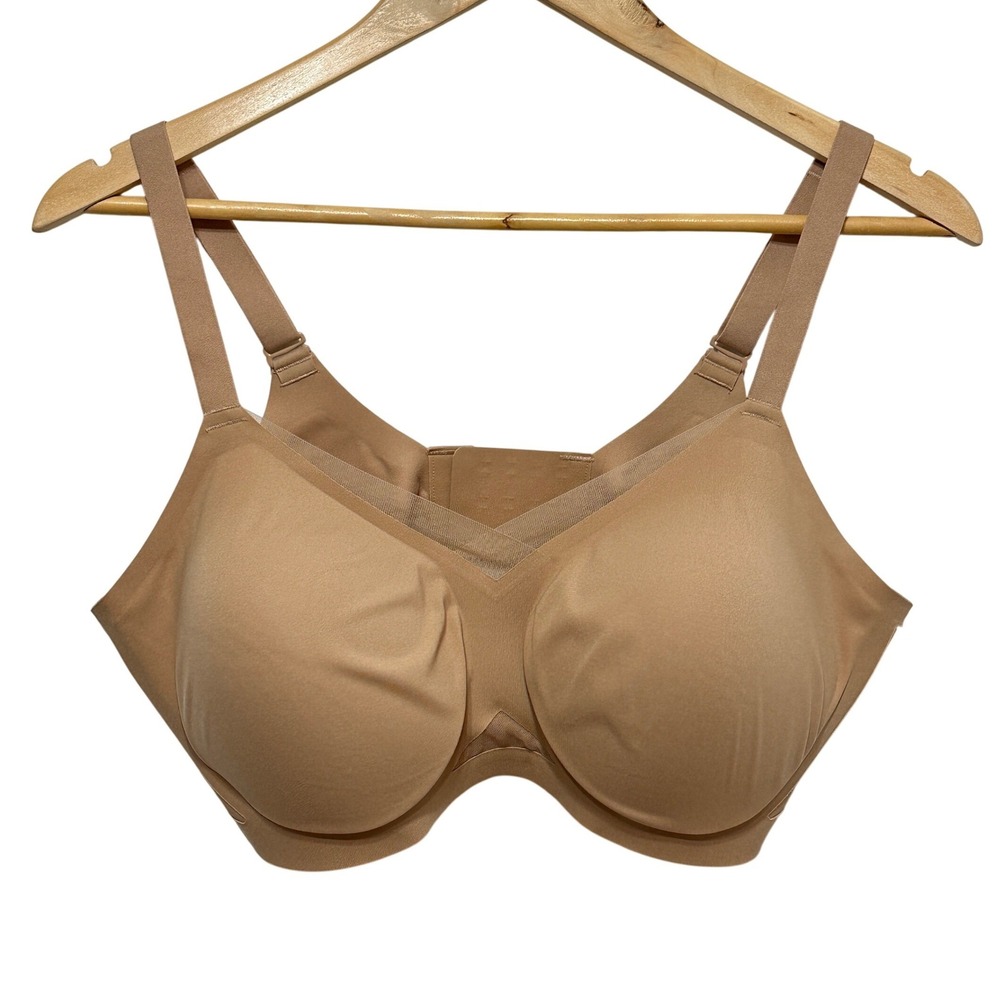 Honeylove LiftWear Crossover Wireless Bra Womens XL Tan Seamless Supportive‎